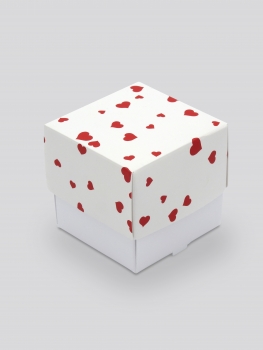 Geschenkbox Herzen (rot/weiß)